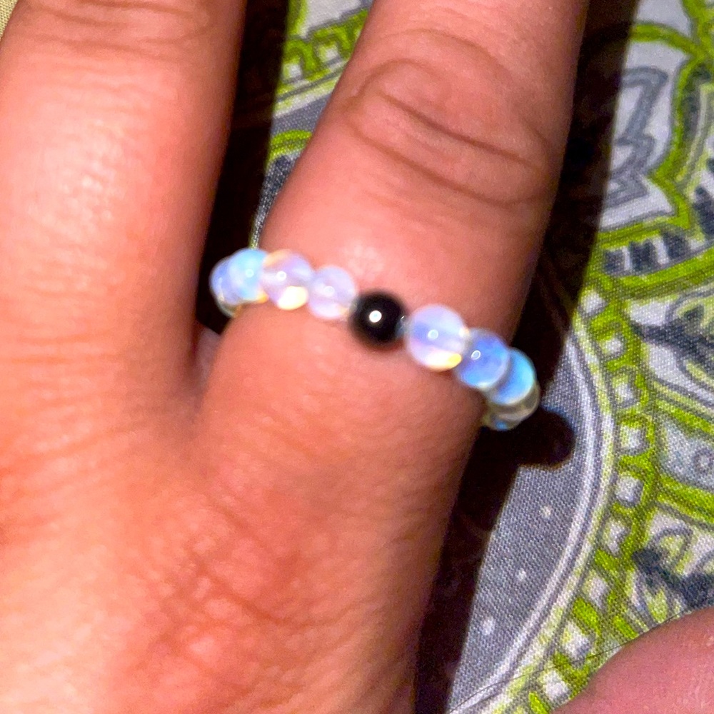 Beaded opal ring